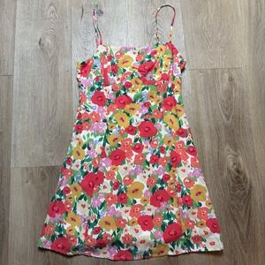 Colorful Floral Print Spaghetti Strap Mini Dress Size XS Lelis NWT‎